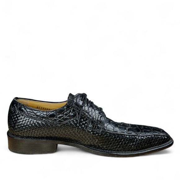 David Eden Alligator Dress Shoes Black Size 10 Oxfords Genuine Leather Exotic - Picture 8 of 16